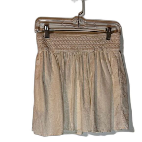 J Crew Skirt XS Mini Skater Cream Pockets Linen Blend Coquette Cottagecore - Picture 2 of 6